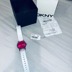 DKNY White Strap with Vibrant Pink Dial Watch